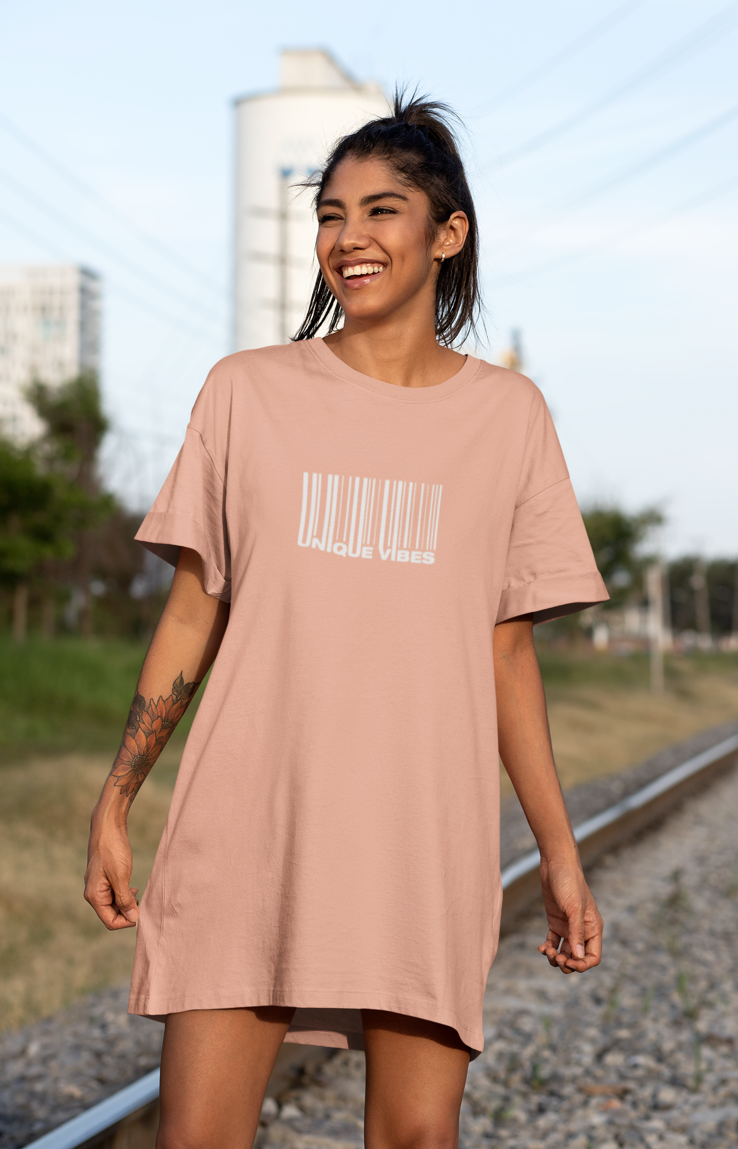 "BARCODE" Organic Cotton Tee Dress